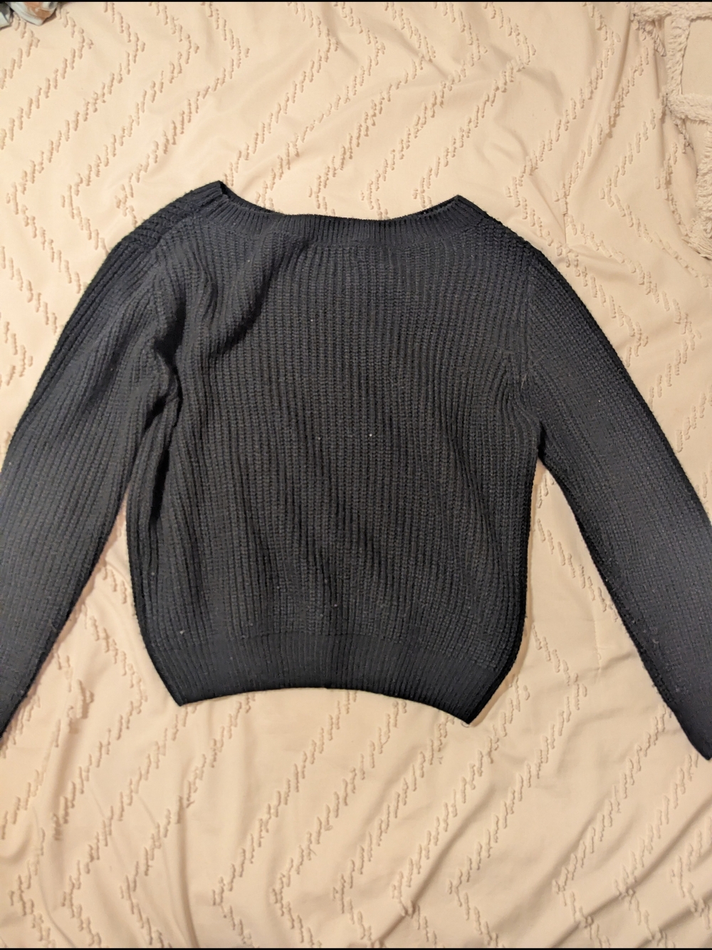 XS SHEIN Black Ribbed Scoop-Neck Sweater